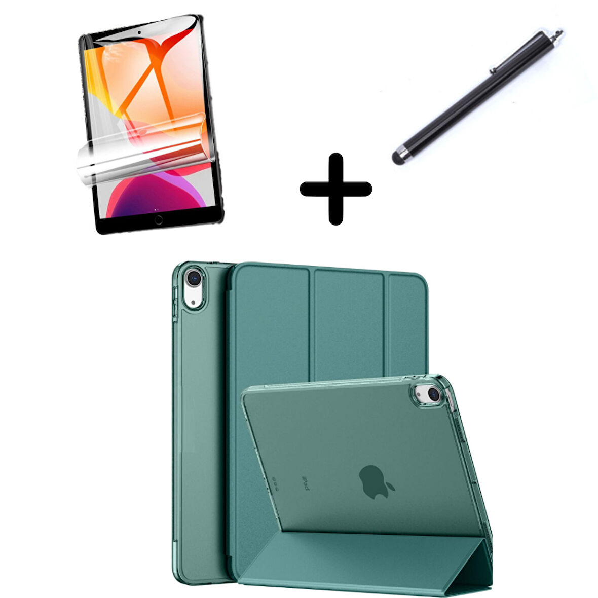 Apple iPad 11.Nesil A16 11inç/10.Nesil 10.9inç Kılıf SET PU Deri Smart Tablet Kilifi Ekran Koruyucu + Kalem