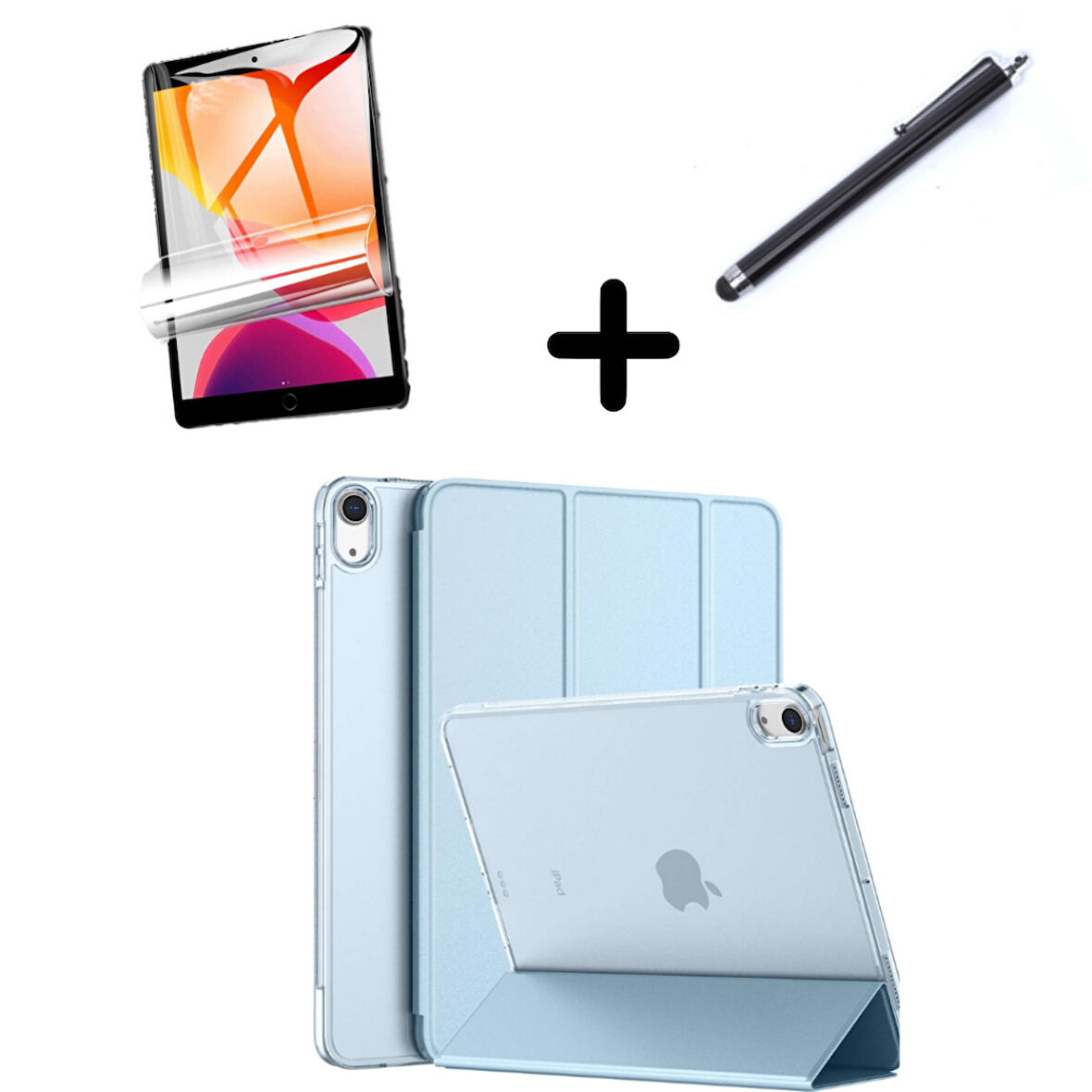 Apple iPad 11.Nesil A16 11inç/10.Nesil 10.9inç Kılıf SET PU Deri Smart Tablet Kilifi Ekran Koruyucu + Kalem