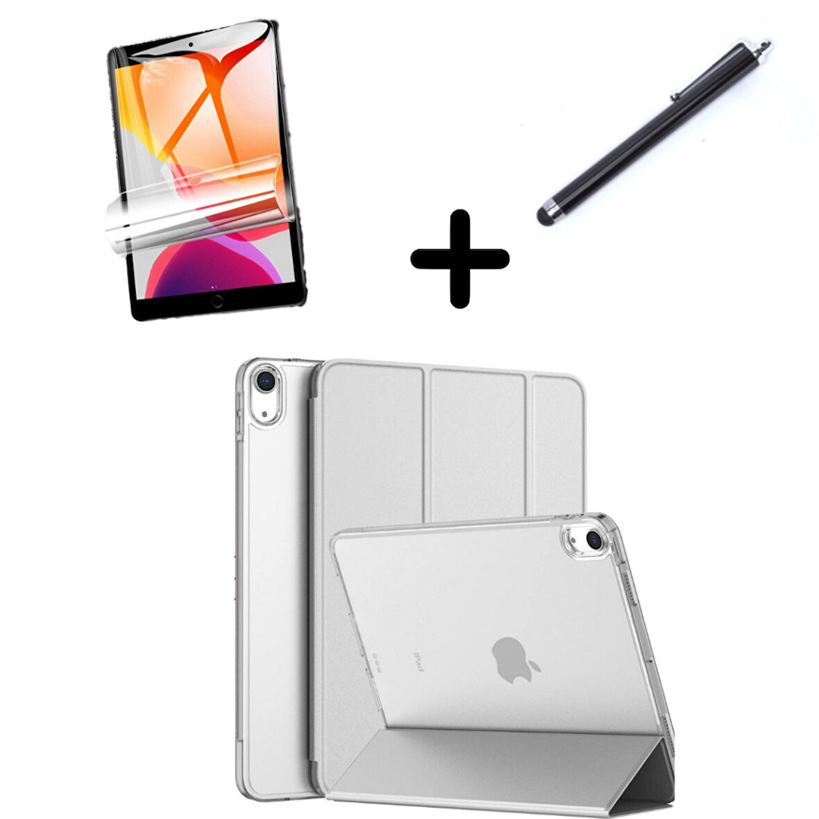 Apple iPad Air 4/5. Nesil 10.9 Kılıf SET PU Deri Smart Tablet Kilifi Ekran Koruyucu + Kalem (10.Nesil Değildir)