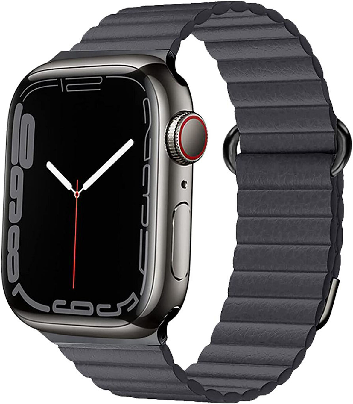 Apple Watch 7 8 45mm Kordon Mıknatıslı Magnetik Deri Kordon