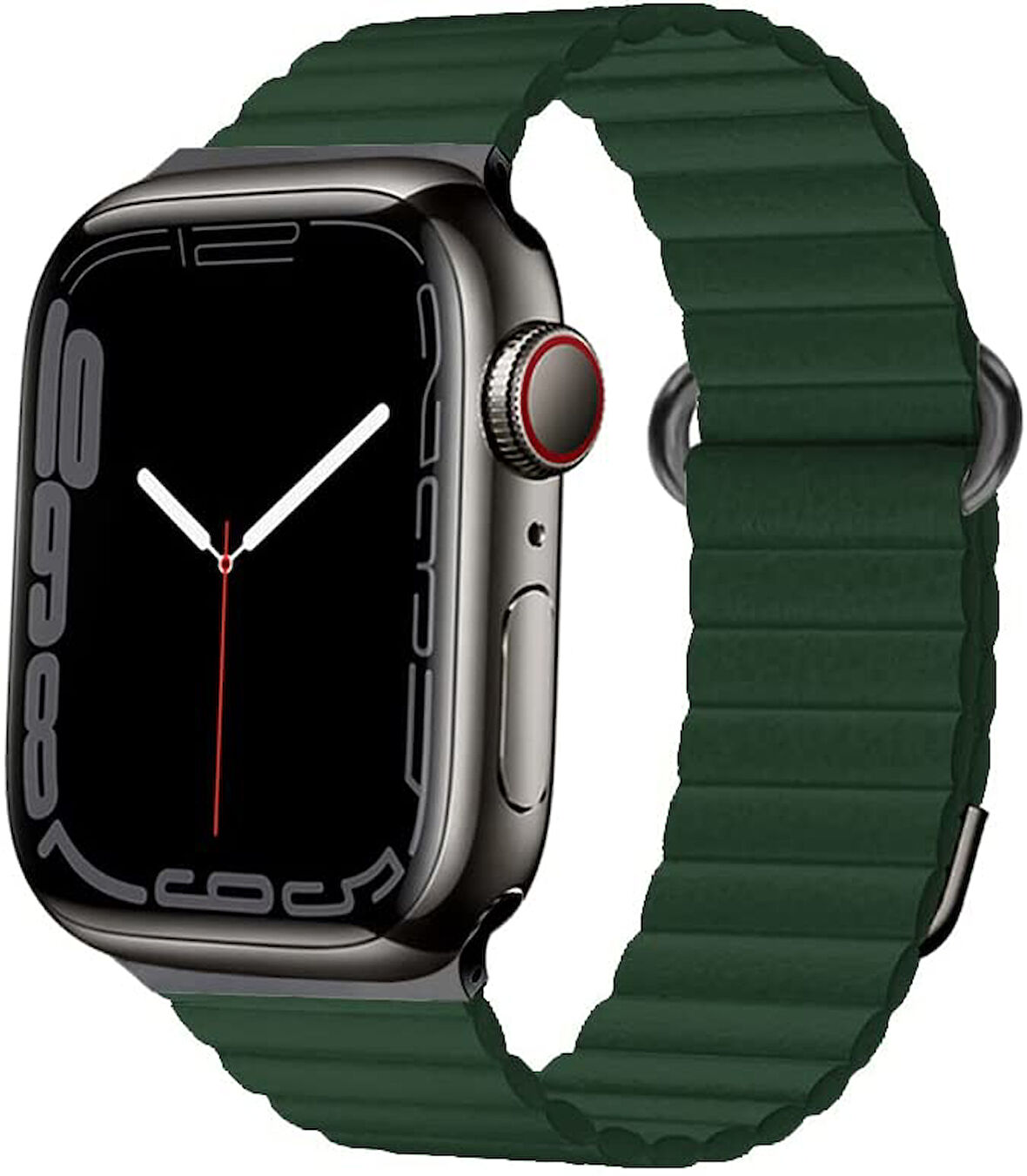 Apple Watch 7 8 45mm Kordon Mıknatıslı Magnetik Deri Kordon