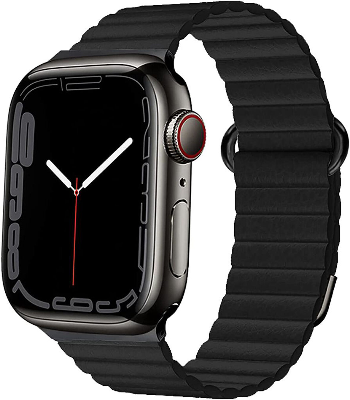 Apple Watch 7 8 45mm Kordon Mıknatıslı Magnetik Deri Kordon