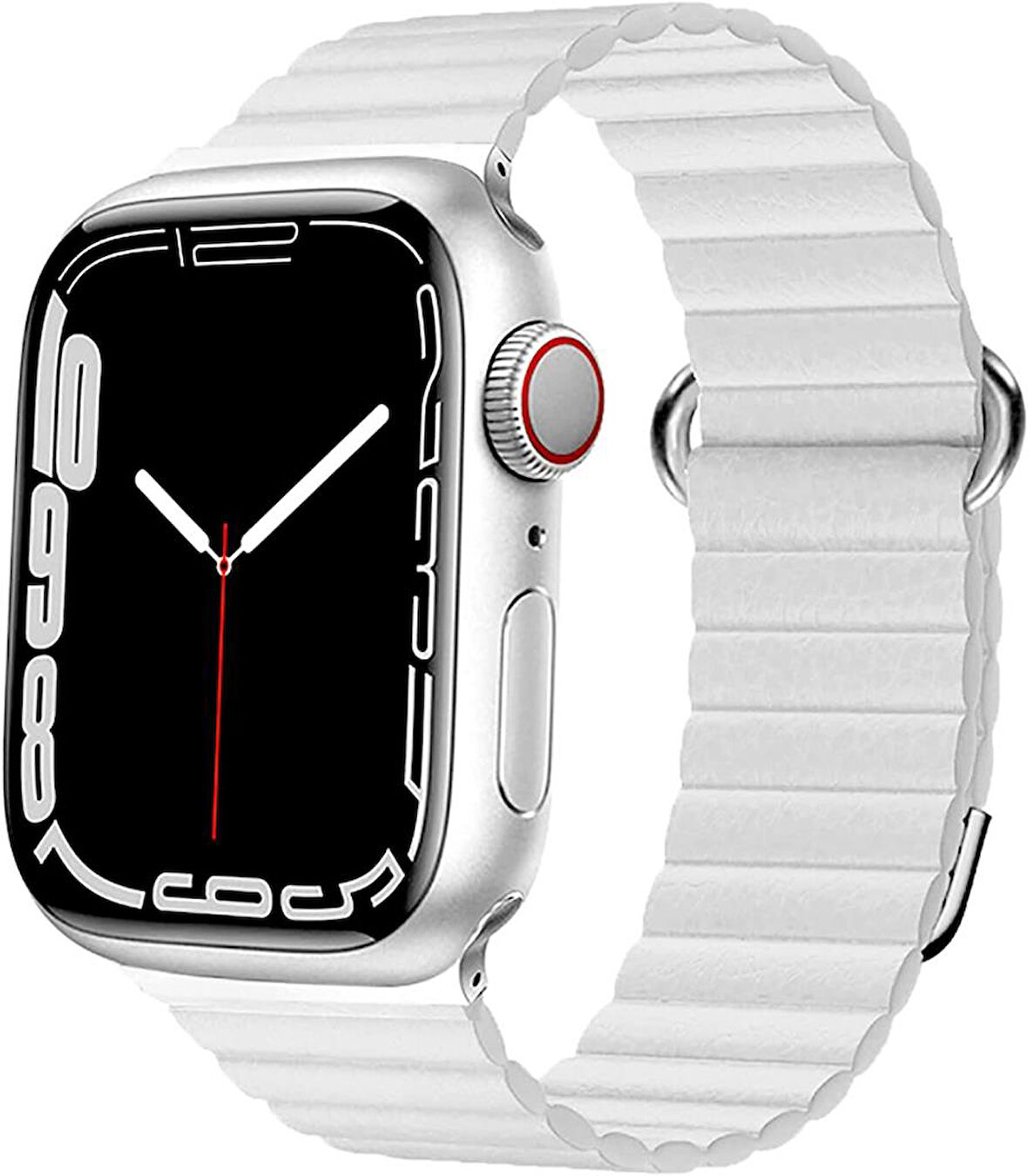 Apple Watch 7 8 45mm Kordon Mıknatıslı Magnetik Deri Kordon