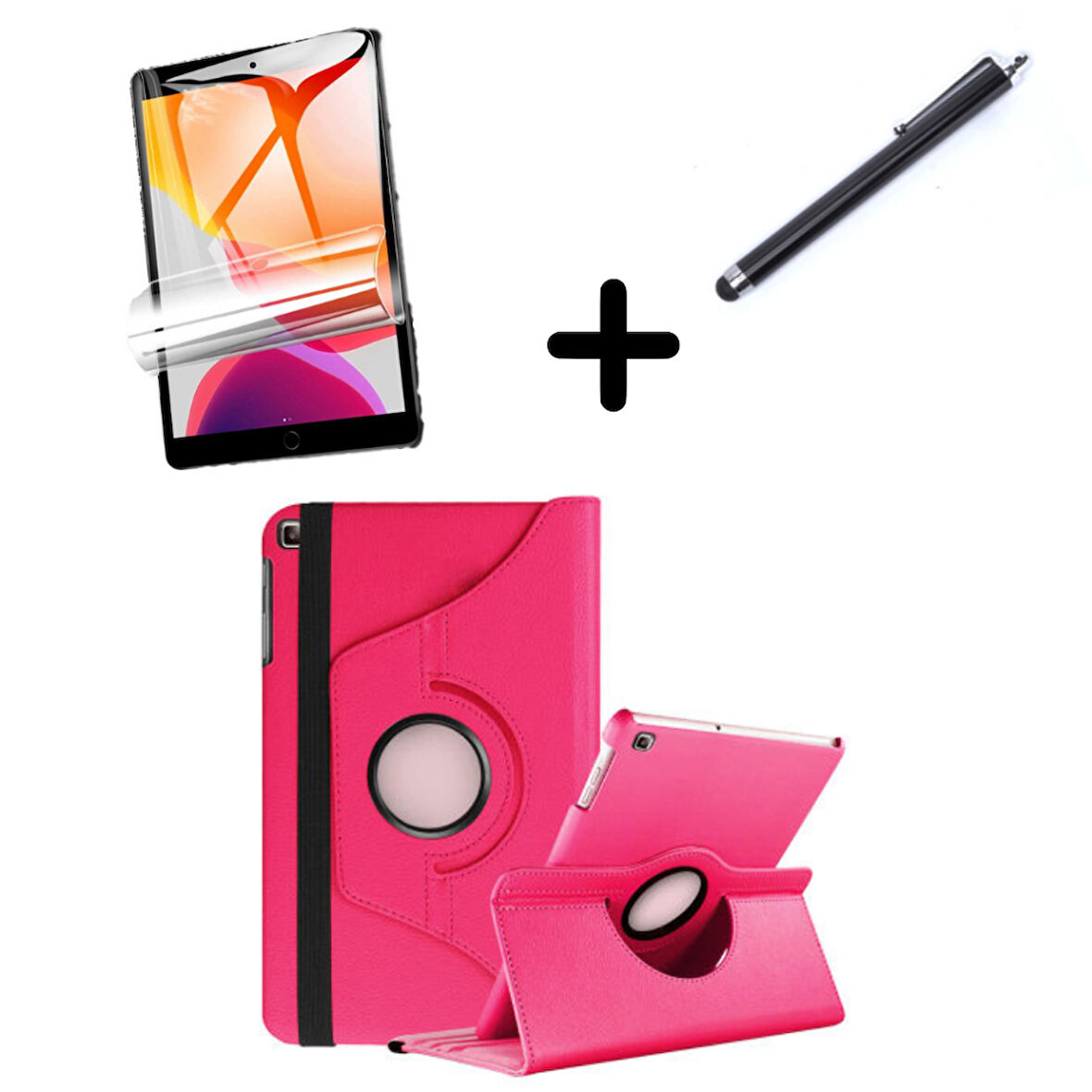 Samsung Galaxy Tab A8 10.5 SM-X200 X205 X207 Kılıf Dönen Tablet Kilifi Ekran Koruyucu+Kalem