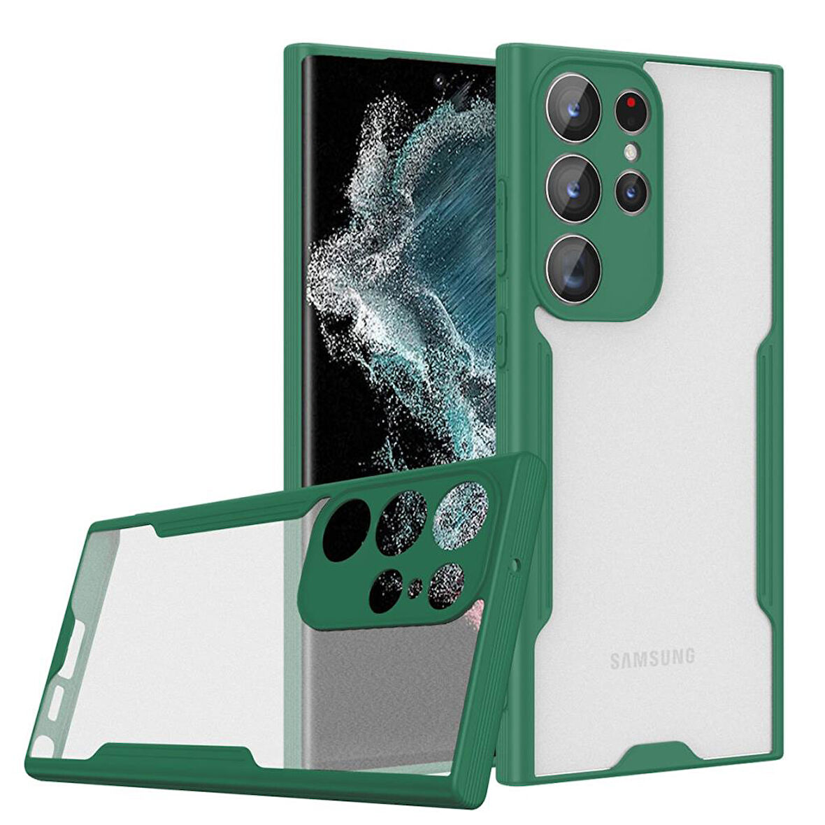 Samsung Galaxy S23 Ultra Kılıf Kenar Renkli Kamera Korumalı Mat Kapak