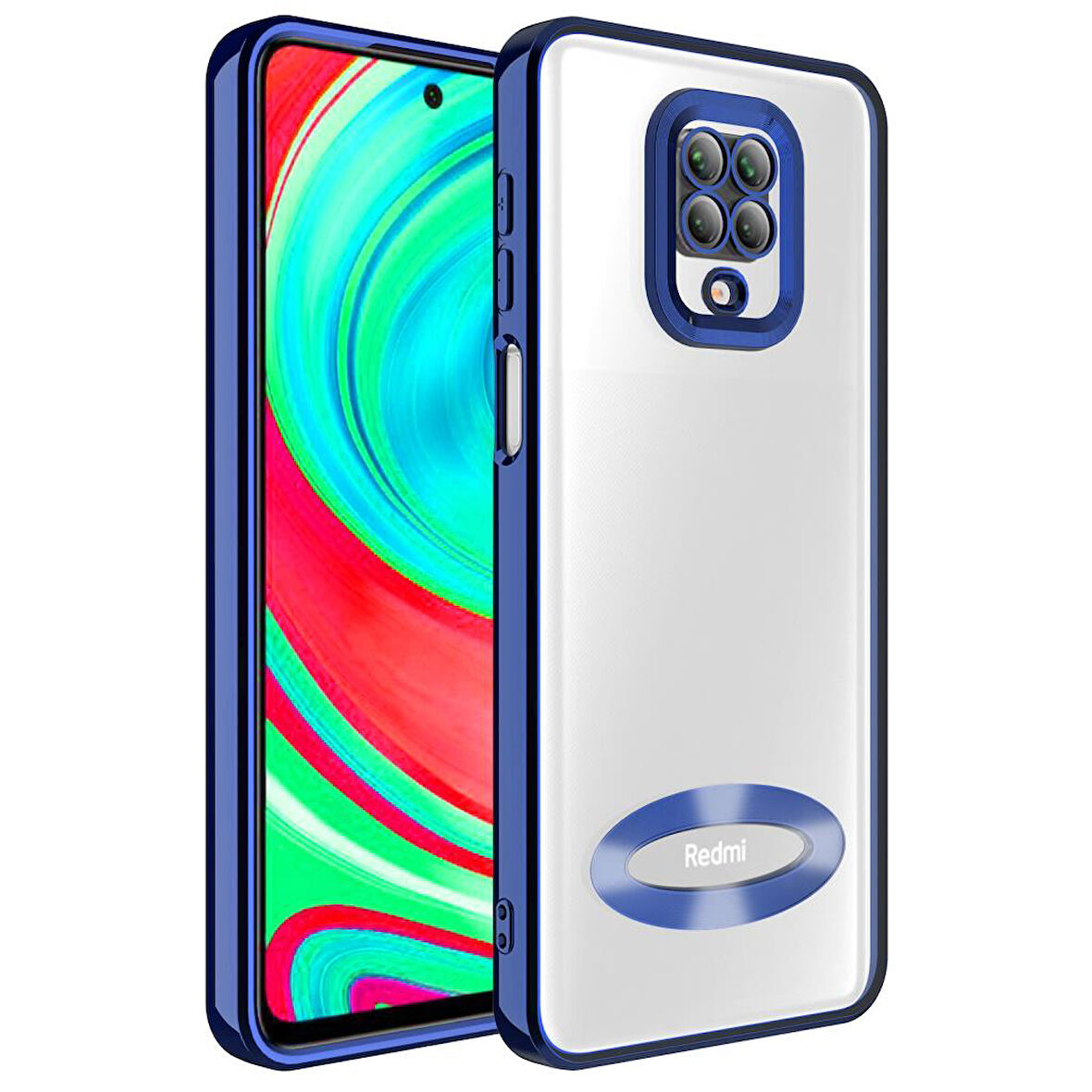 Xiaomi Redmi Note 9S Kılıf Kamera Korumalı Logo Gösteren Şeffaf Kapak