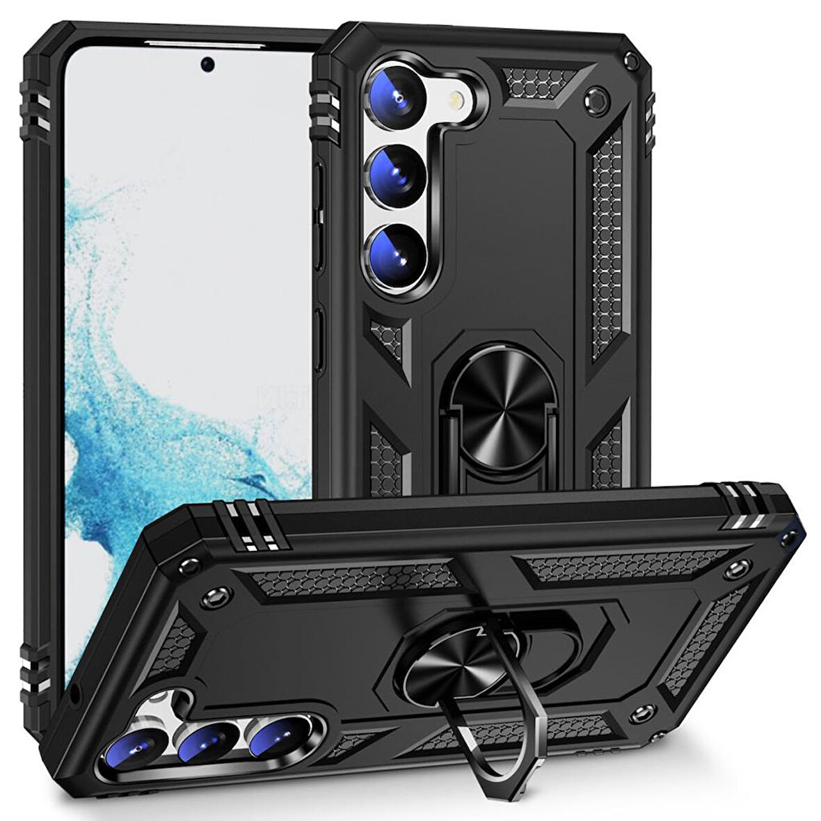 Samsung Galaxy S23 Kılıf Yüzüklü Zırh Tank Vega
