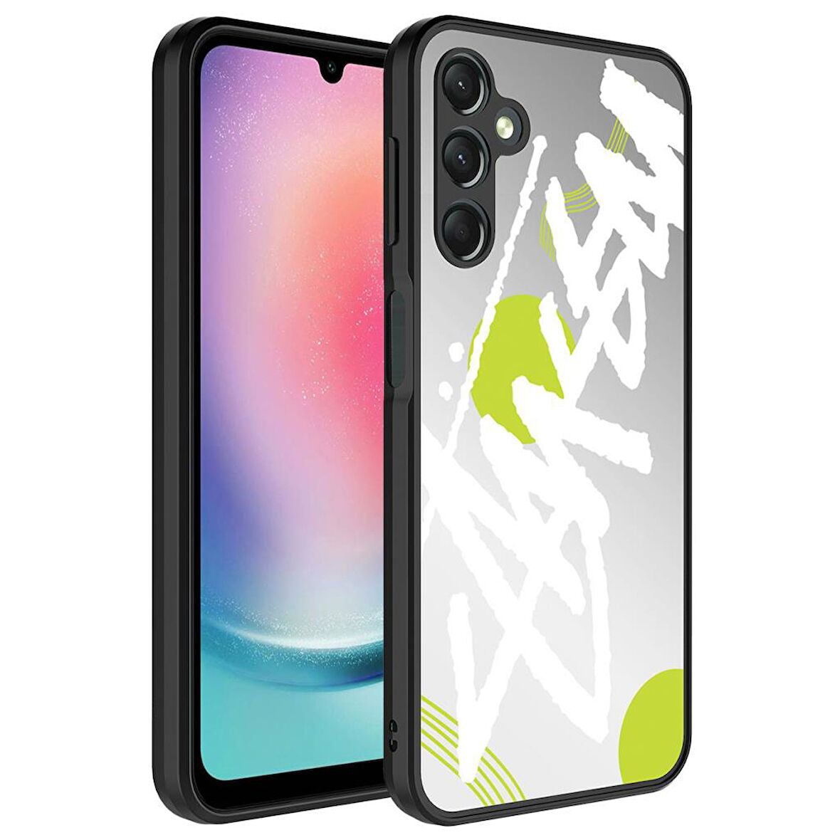 Samsung Galaxy A14 Kılıf Aynalı Desenli Kamera Korumalı Parlak Mirror Kapak
