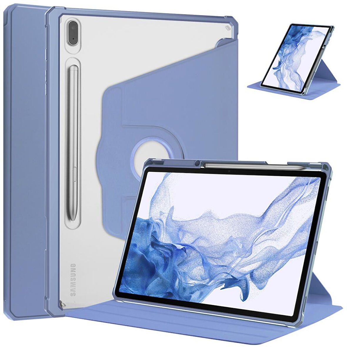 Samsung Galaxy Tab S7 Plus T970 Kılıf Termik Kalem Bölmeli Dönebilen Standlı Kılıf