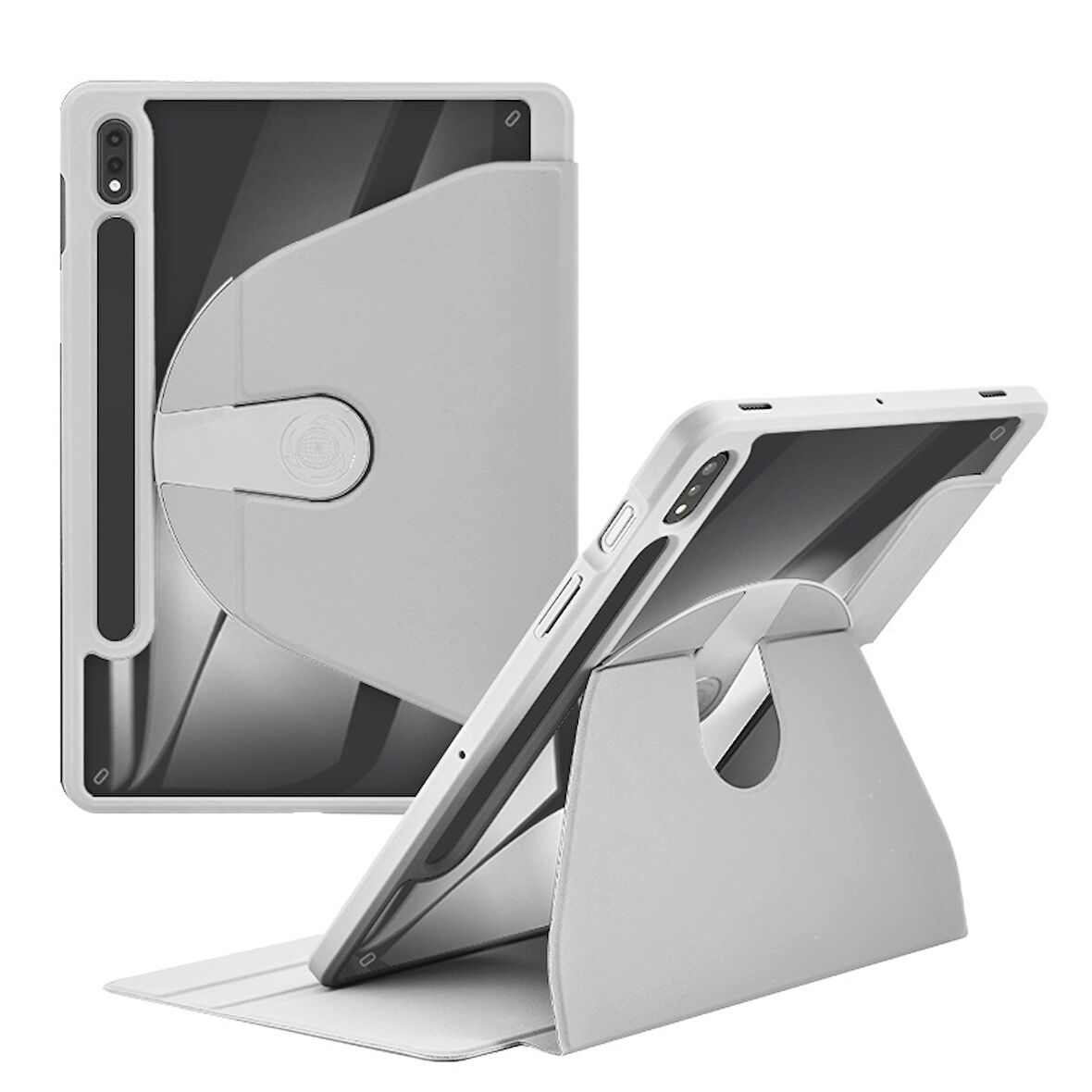 Samsung Galaxy Tab S7 FE LTE T737 T736 T733 T730 Kılıf Termik Kalem Bölmeli Dönebilen Standlı Kılıf