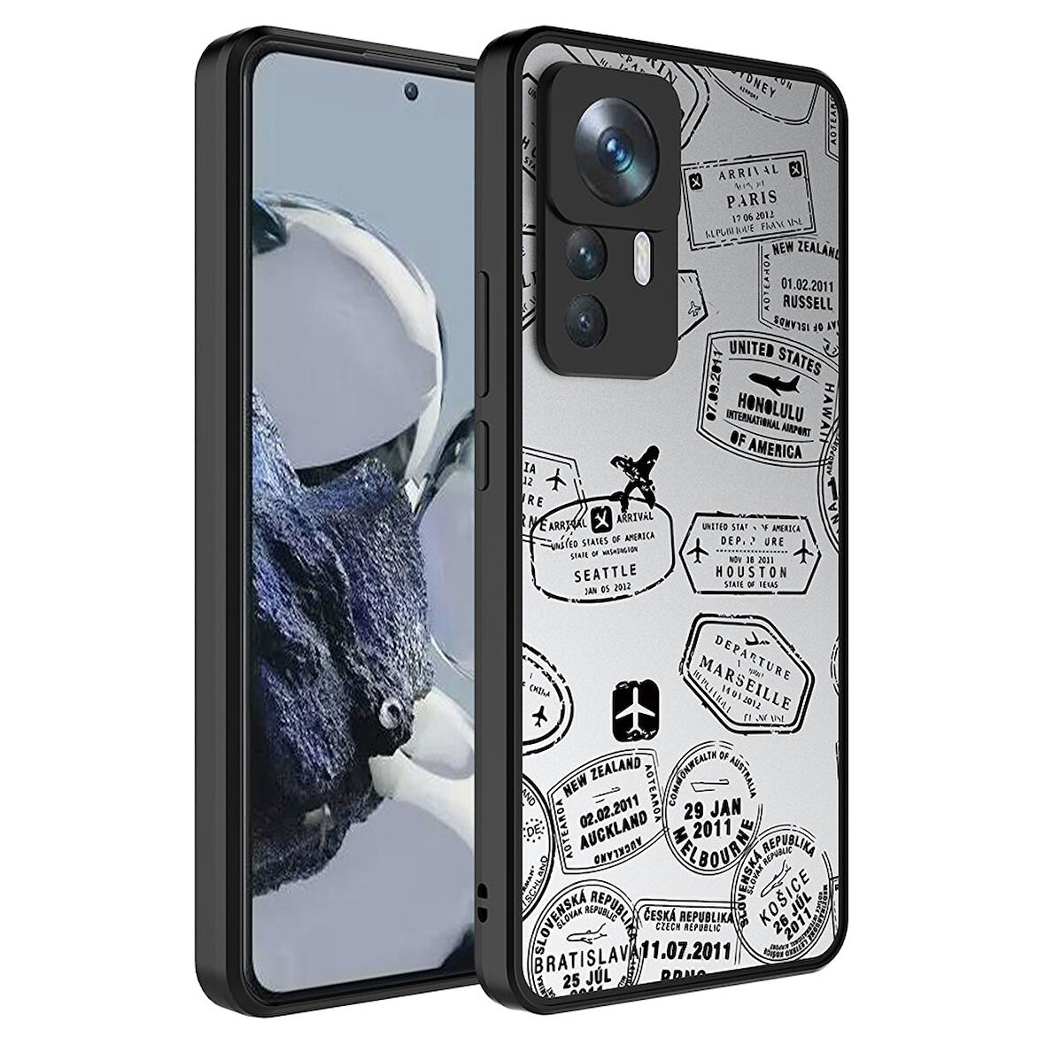 Xiaomi Mi 12T Kılıf Aynalı Desenli Kamera Korumalı Parlak Mirror Kapak