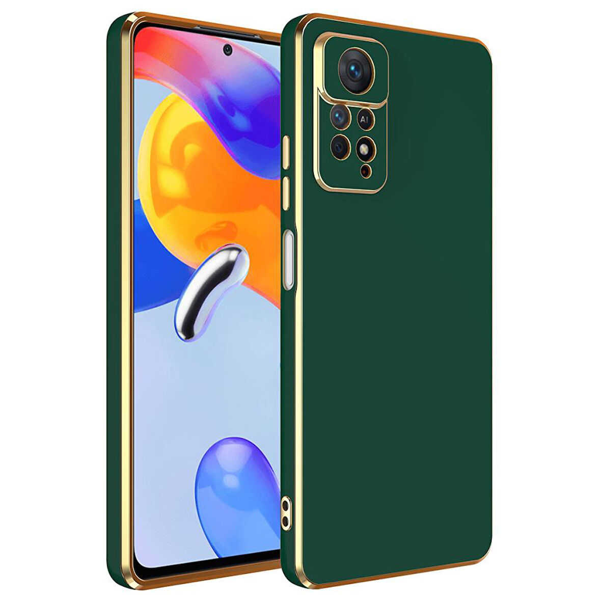 Xiaomi Redmi Note 12 Pro 4G Kılıf Köşeli Altın Model Kapak