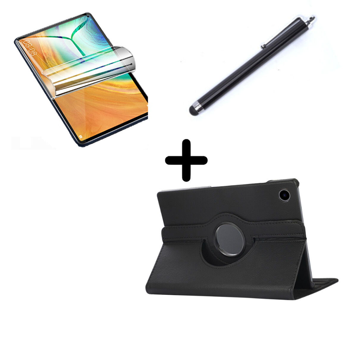 Honor Pad X8 10.1 İnç Kılıf Dönen Tablet Kilifi Ekran Koruyucu+Kalem