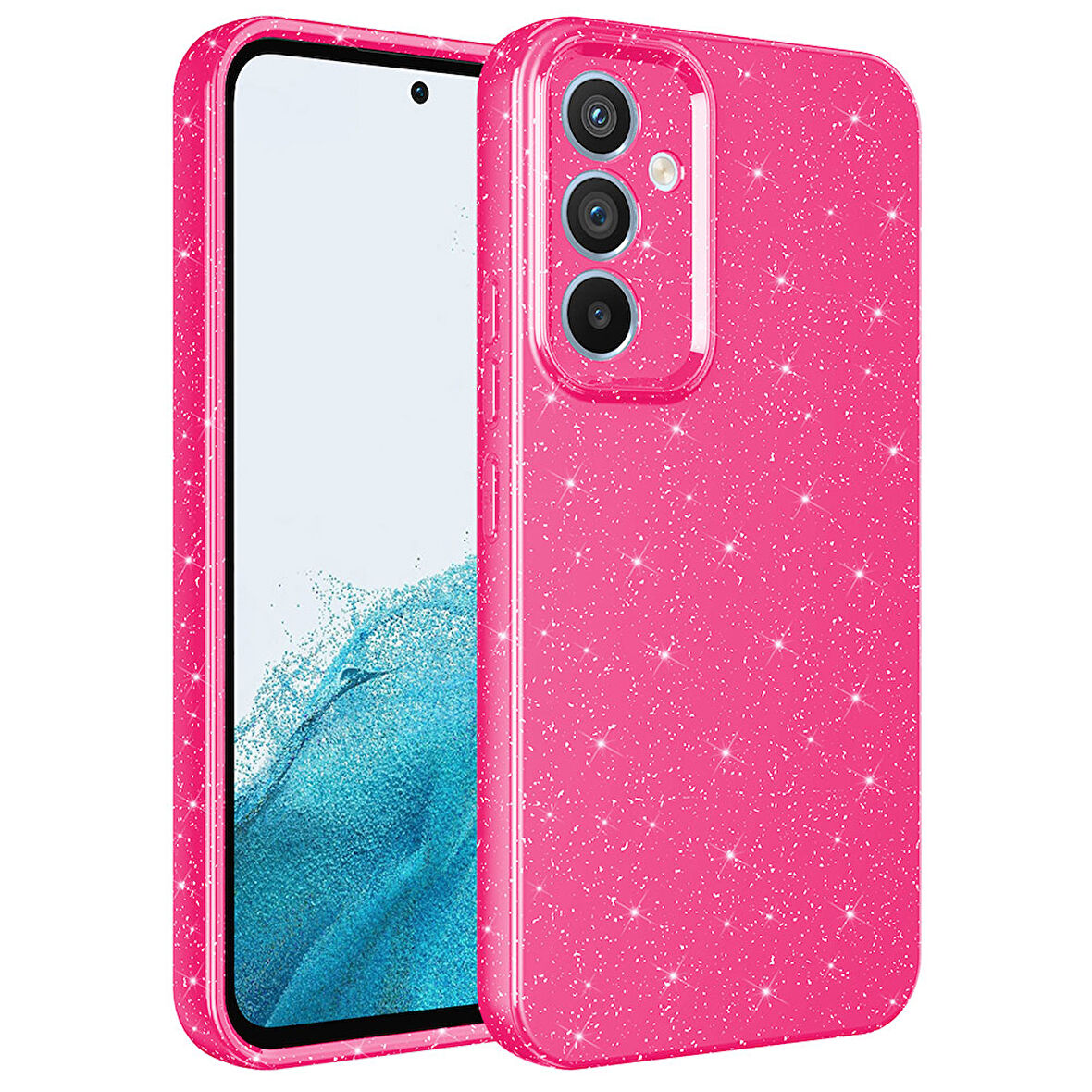 Samsung Galaxy A14 Kılıf Simli Silikon Lüks Kapak