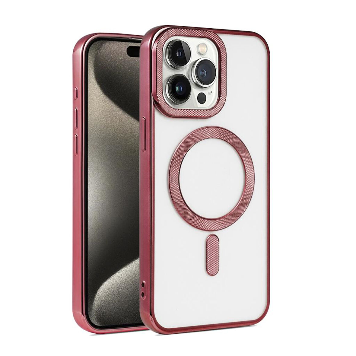Apple iPhone 15 Pro Kılıf Pütür Dizayn Magsafe Şeffaf KRNS Case