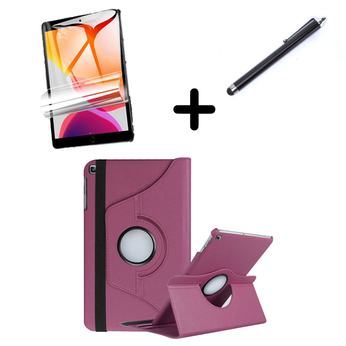 Samsung Galaxy Tab A9 8.7inç X110 X115 Kılıf Dönen Tablet Kilifi Ekran Koruyucu+Kalem