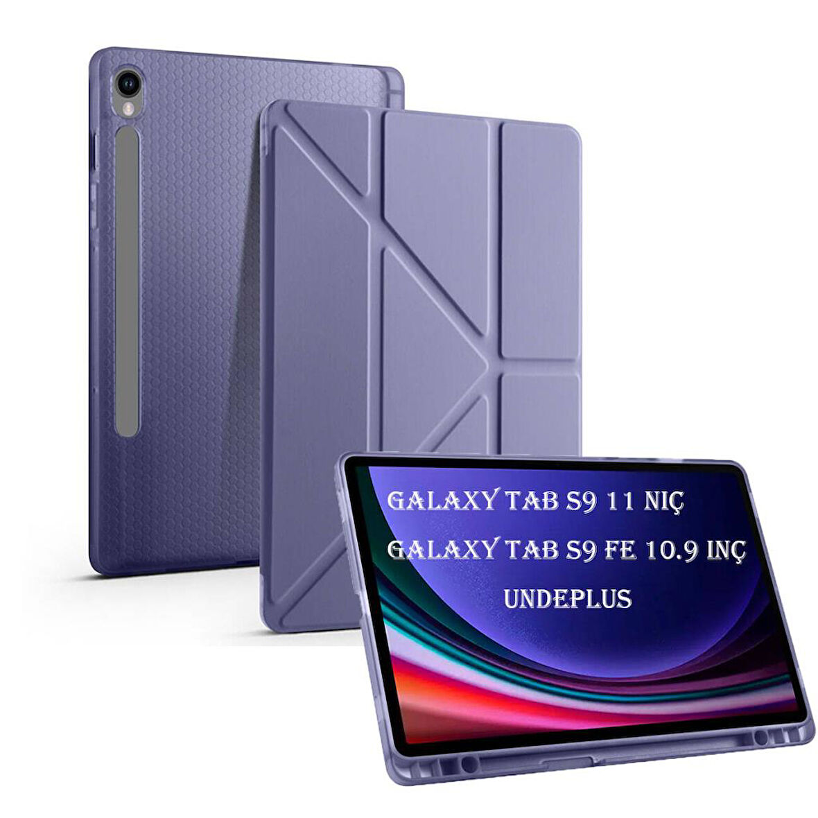 Samsung Galaxy Tab S9 X710 X716 X718 Kılıf Kalem Bölmeli Trifolding Case