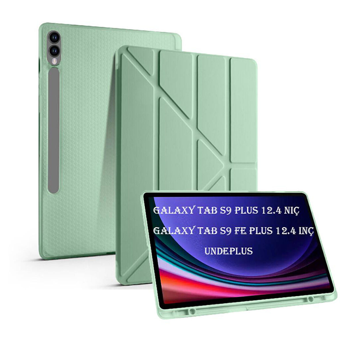Samsung Galaxy Tab S9 Plus X810 X816 X818 Kılıf Kalem Bölmeli Trifolding Case