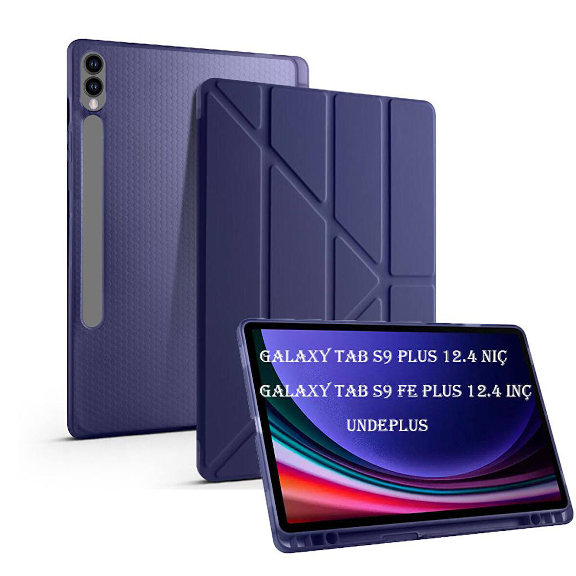 Samsung Galaxy Tab S9 FE Plus/S10 Plus Kılıf Kalem Bölmeli Trifolding Case X610 X616 X820 X826 X828 