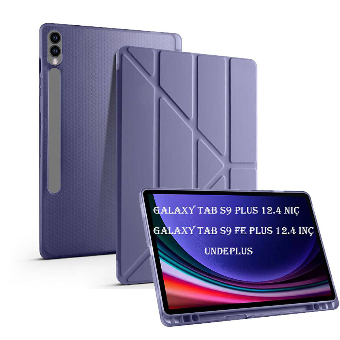 Samsung Galaxy Tab S9 FE Plus/S10 Plus Kılıf Kalem Bölmeli Trifolding Case X610 X616 X820 X826 X828 