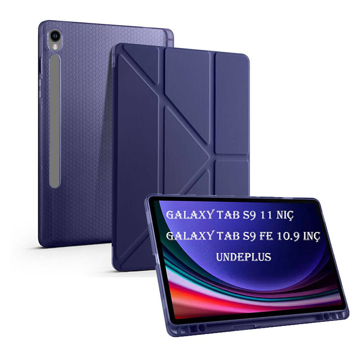 Samsung Galaxy Tab S9 FE X510 X516 Kılıf Kalem Bölmeli Trifolding Case