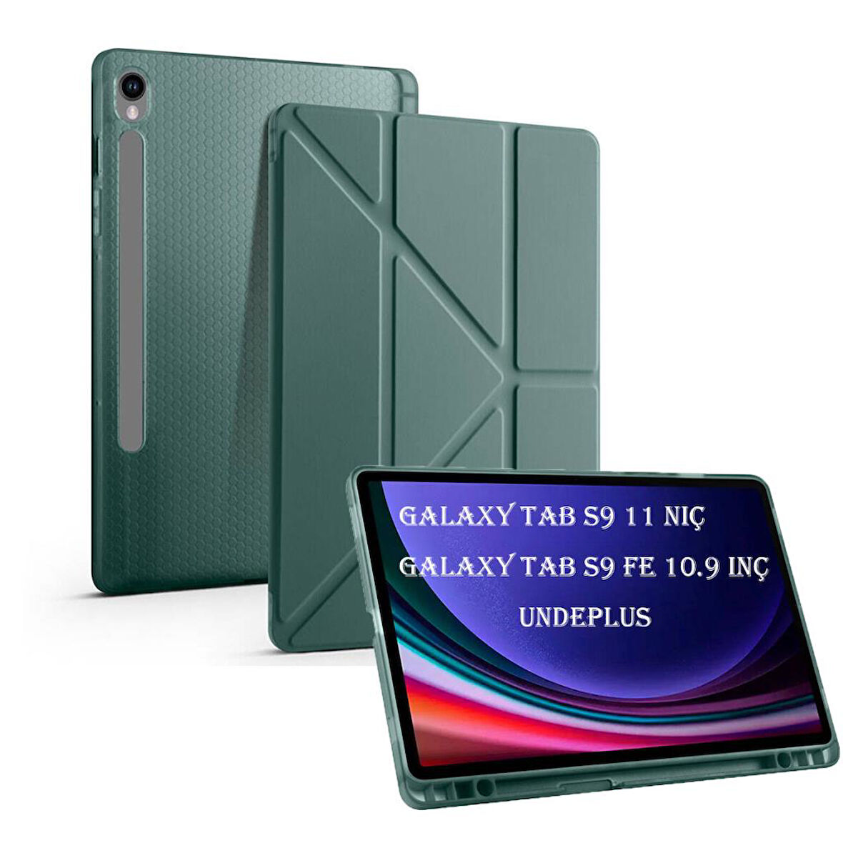Samsung Galaxy Tab S9 FE X510 X516 Kılıf Kalem Bölmeli Trifolding Case
