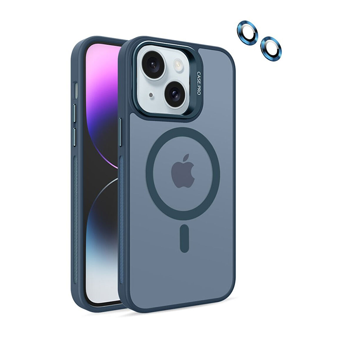 Apple iPhone 14 Plus Kılıf Magsafe Standlı + Klon Kamera Lensli Kapak