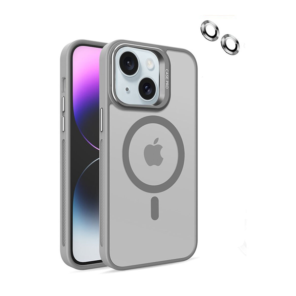 Apple iPhone 14 Plus Kılıf Magsafe Standlı + Klon Kamera Lensli Kapak