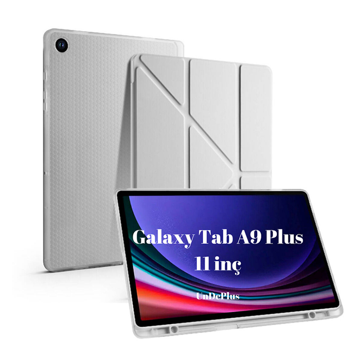 Samsung Galaxy Tab A9 Plus X210 X213 X215 X217 Kılıf Kalem Bölmeli Trifolding Case