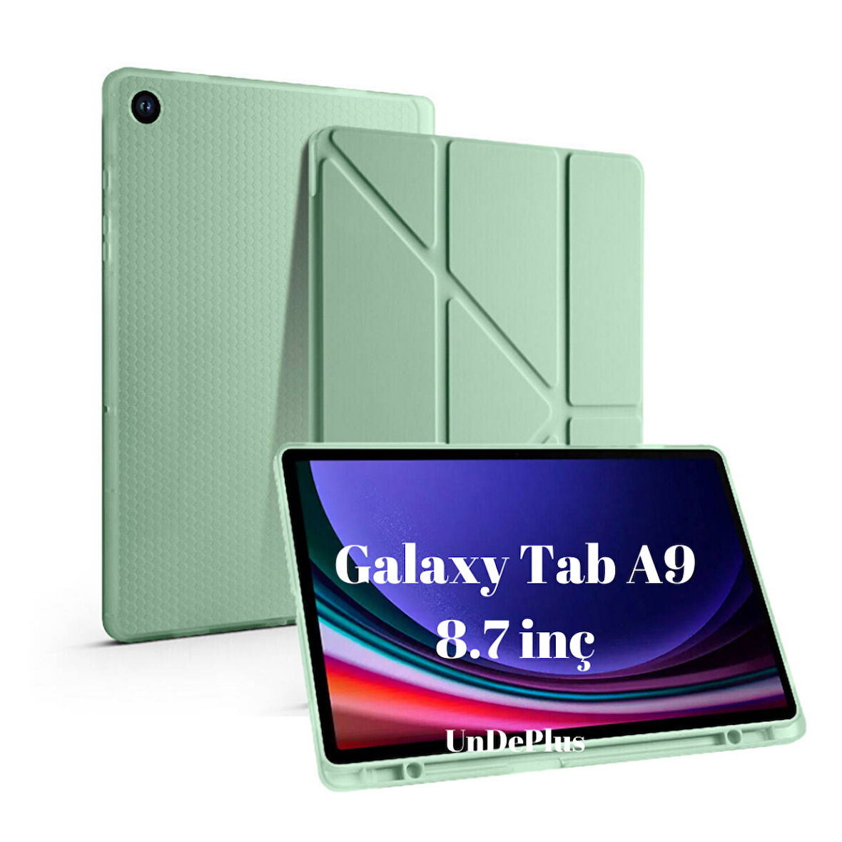 Samsung Galaxy Tab A9 8.7inç X110 X113 X115 X117 Kılıf Kalem Bölmeli Trifolding Case