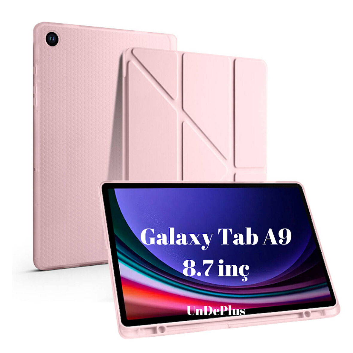 Samsung Galaxy Tab A9 8.7inç X110 X113 X115 X117 Kılıf Kalem Bölmeli Trifolding Case