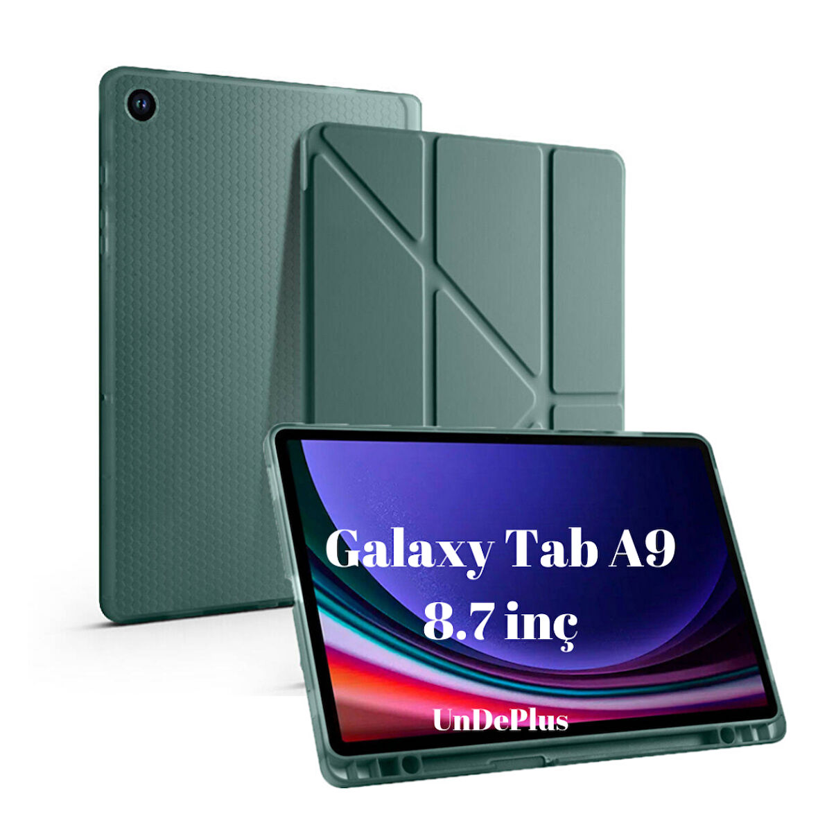 Samsung Galaxy Tab A9 8.7inç X110 X113 X115 X117 Kılıf Kalem Bölmeli Trifolding Case