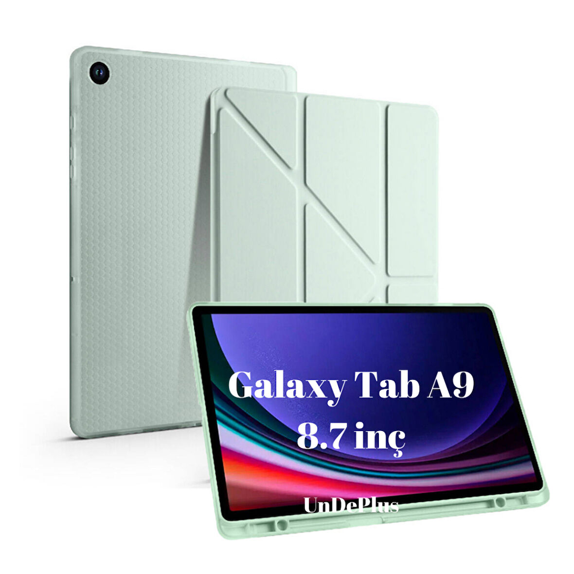 Samsung Galaxy Tab A9 8.7inç X110 X113 X115 X117 Kılıf Kalem Bölmeli Trifolding Case