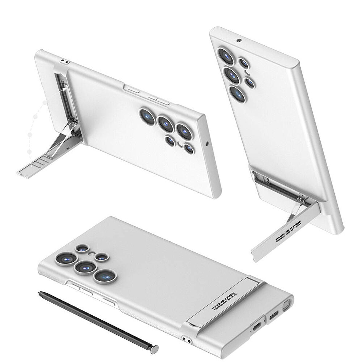 Samsung Galaxy S24 Ultra Kılıf Kamera Korumalı Dikey Standlı Ays Kapak