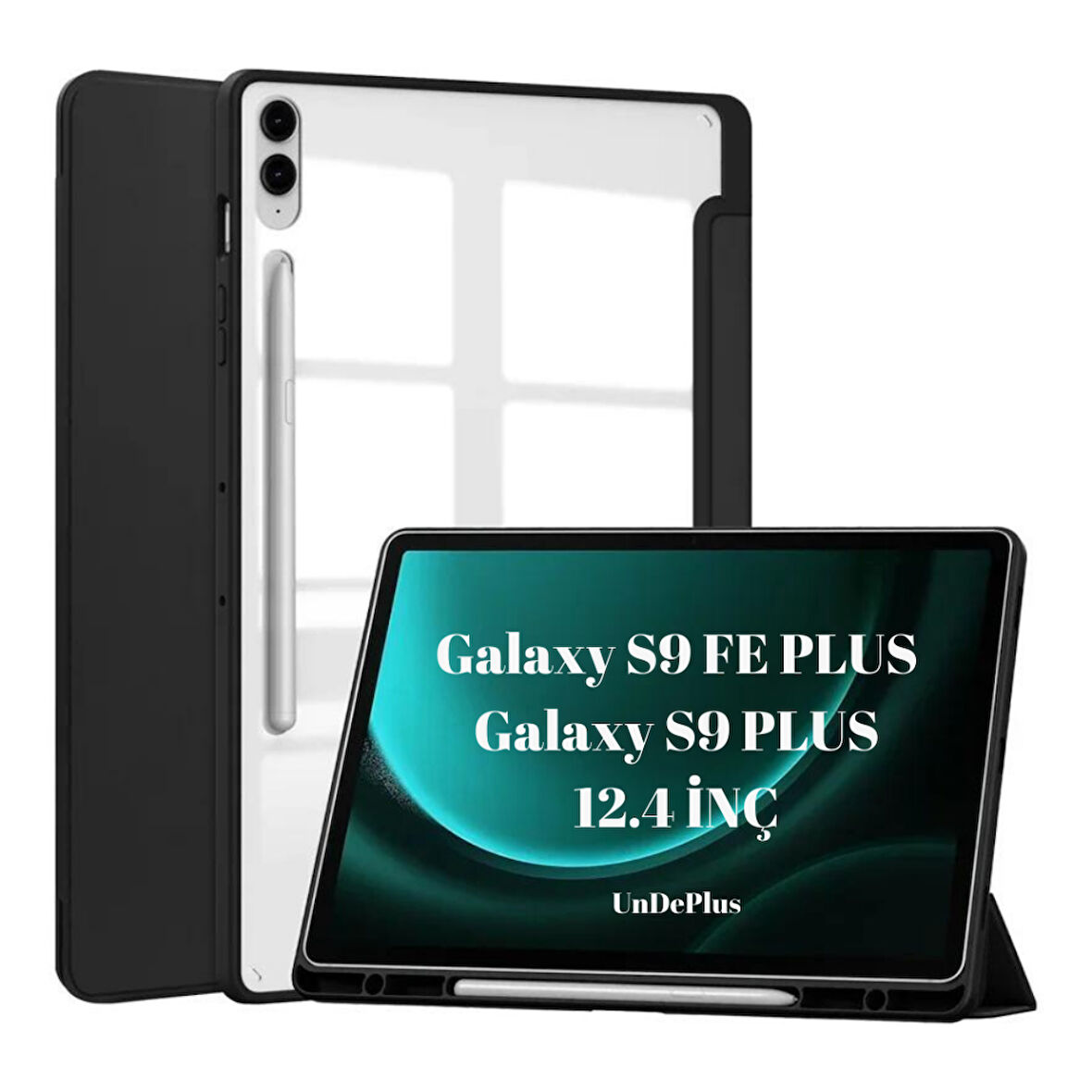 Samsung Galaxy Tab S9 FE Plus/S10 Plus/S9 Plus Kılıf Grafiti Şeffaf Kalem Bölmeli X610-16-810-18 X820