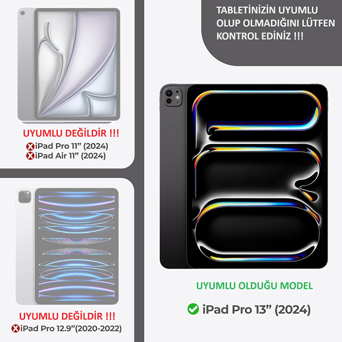 Apple iPad Pro 13inç M4 2024 Kılıf 360 Dönebilen Standlı Case A2925 A2926 A3007