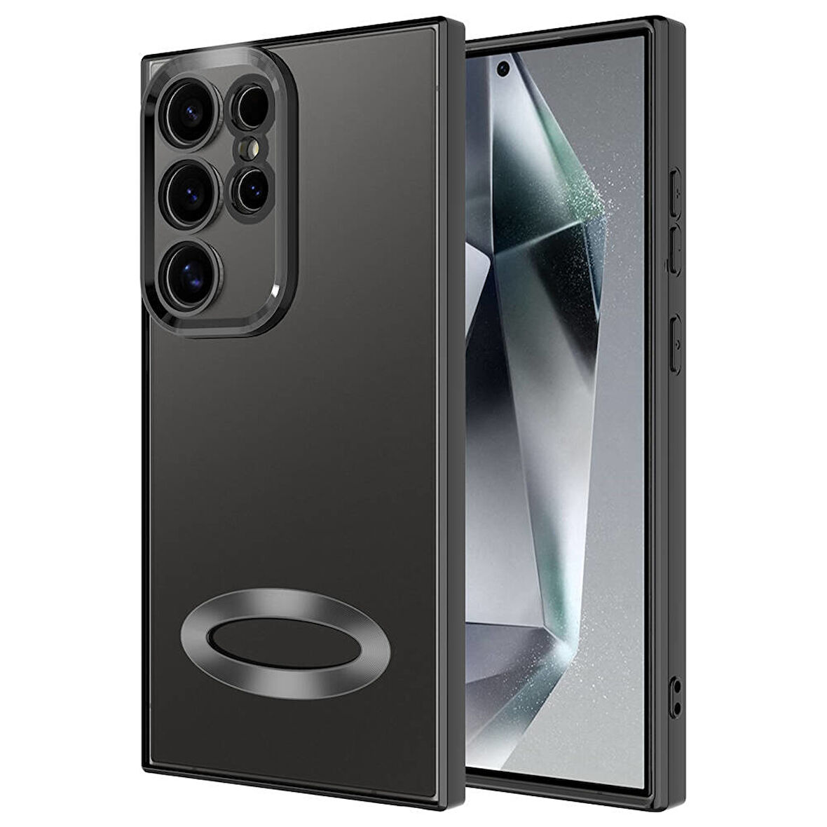 Samsung Galaxy S24 Ultra Kılıf Kamera Korumalı Logo Gösteren Şeffaf Kapak