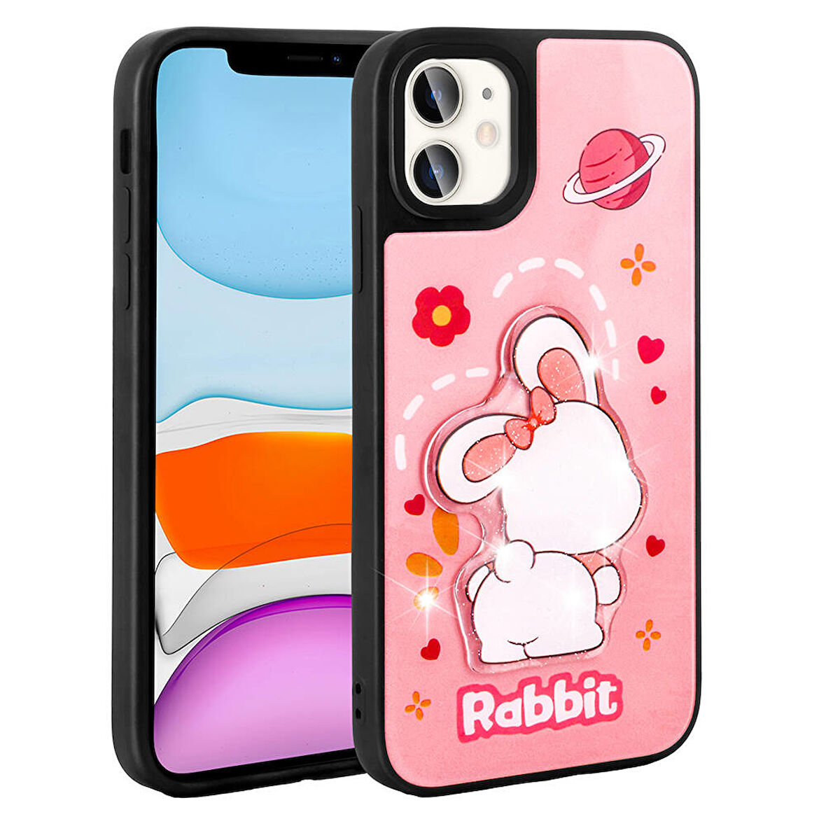 Apple iPhone 11 Kılıf Parlak Kabartmalı İkonik Figürlü Amas Silikon Kapak