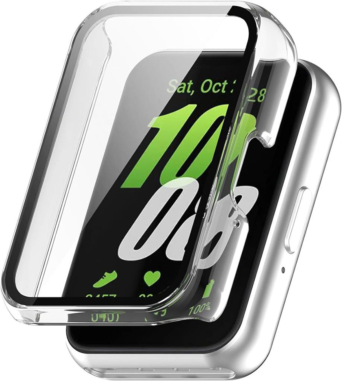 Samsung Galaxy Fit 3 SM-R390 Parlak Kenarlı Ekran Koruyuculu Sert Kasa Koruyucu (Fit 2 Uyumlu Değildir)