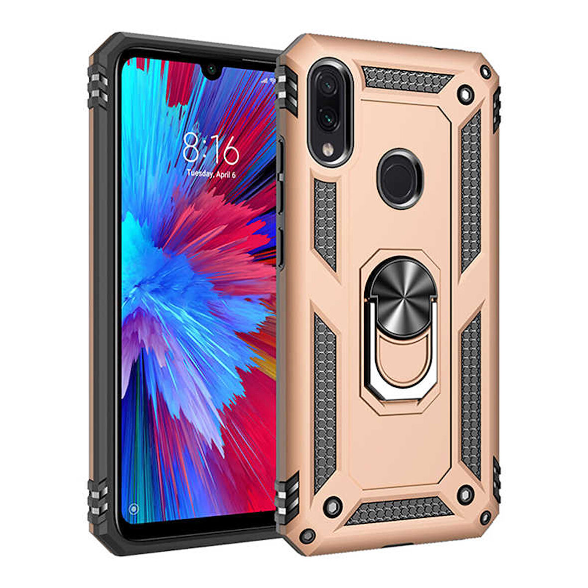 Xiaomi Redmi Note 7 Kılıf Yüzüklü Zırh Tank Vega