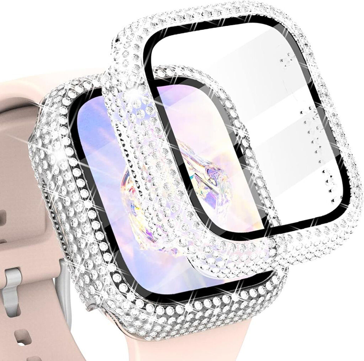 Apple Watch 40mm Full Kenar Taşlı Sert PC Kasa Ve Ekran Koruyucu