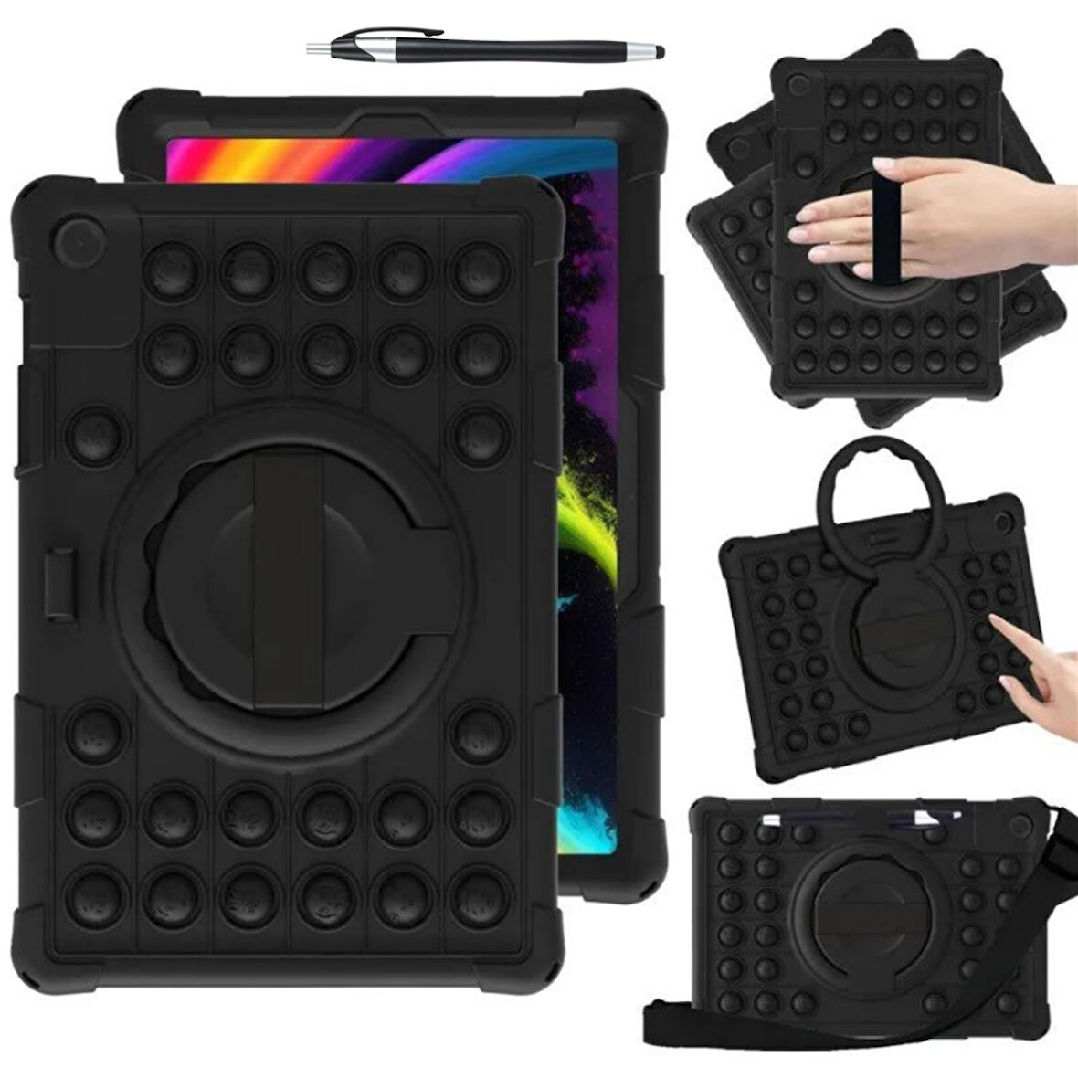 Samsung Galaxy Tab A9 Plus 11inç X210 X215 X217 Çocuk Kılıfı Antishock Patpatcık 360Standlı+Kalem
