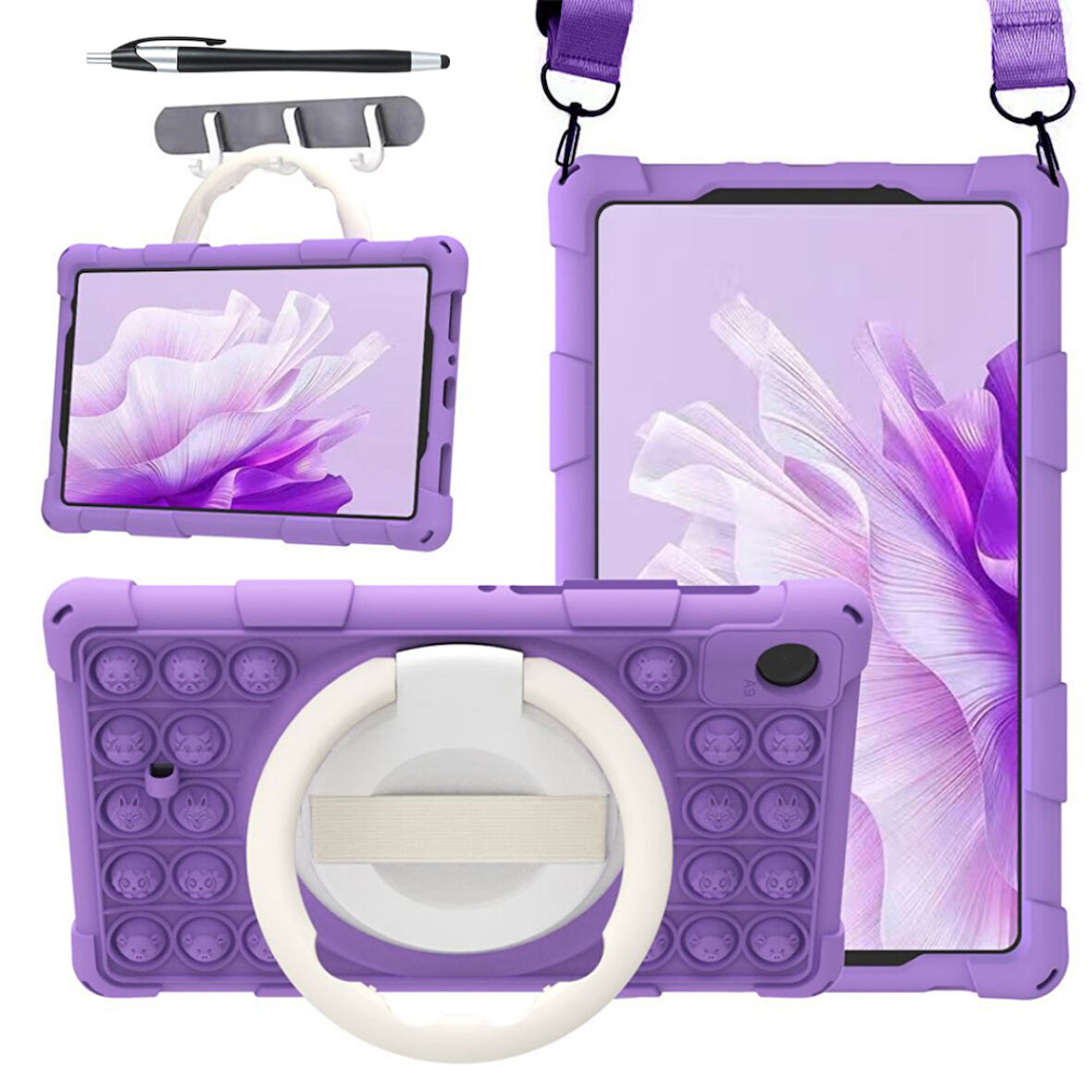 Samsung Galaxy Tab A9 Plus 11inç X210 X215 X217 Çocuk Kılıfı Antishock Patpatcık 360Standlı+Kalem