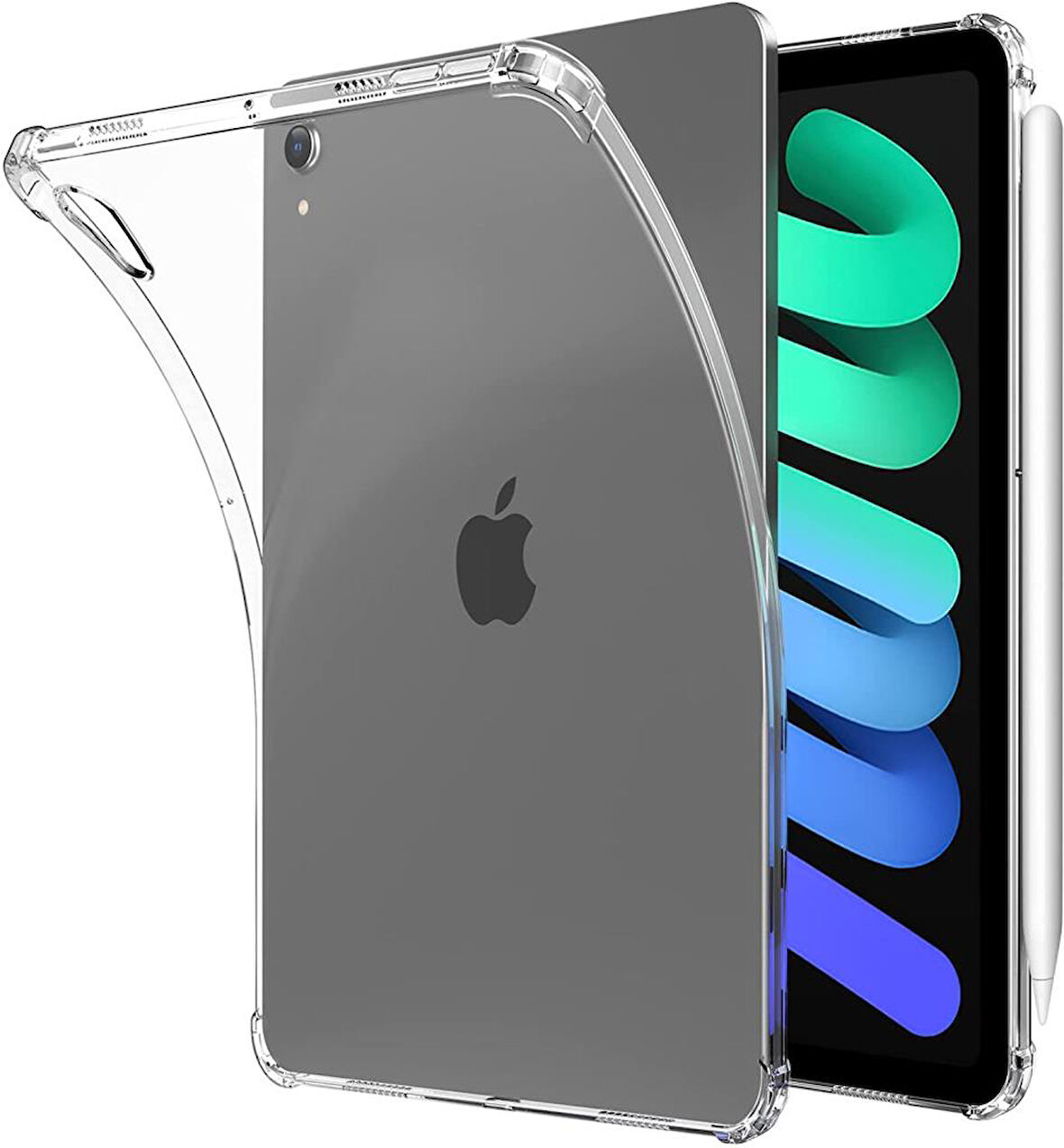 Apple iPad Air 11inç M2/M3 2025-2024 Kılıf Kalem Bölemli Standlı Darbelere Dayanıklı Şeffaf Kapak