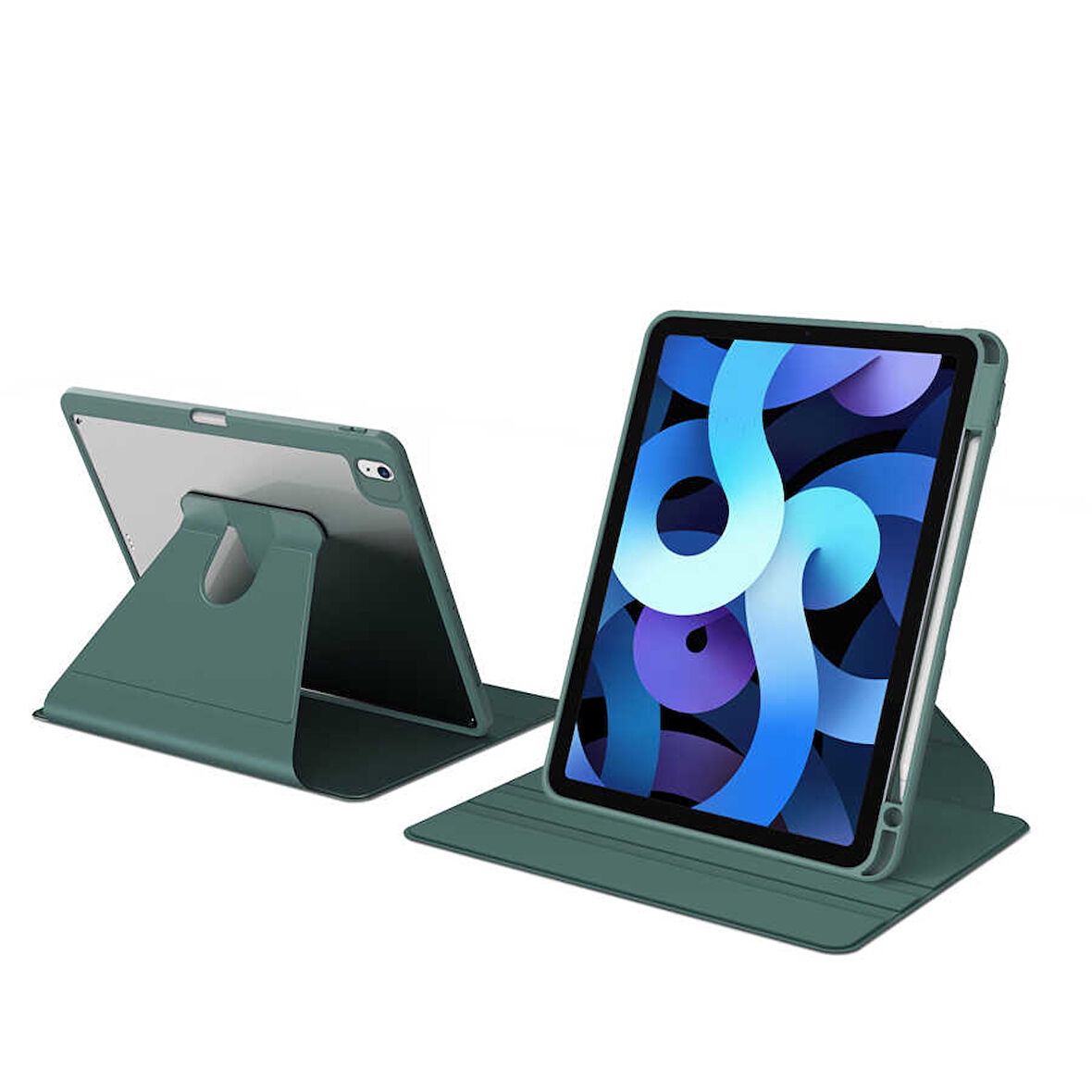 Apple iPad Air 11inç M2/M3 2025-2024 Kılıf Şeffaf Dönebilen Kalem Bölmeli