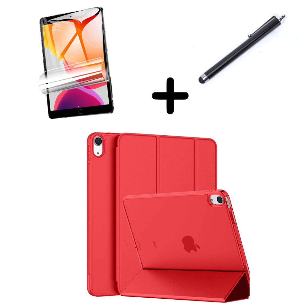 Apple iPad Air 11inç M2/M3 2025-2024 Kılıf SET PU Deri Smart Tablet Kilifi Ekran Koruyucu + Kalem