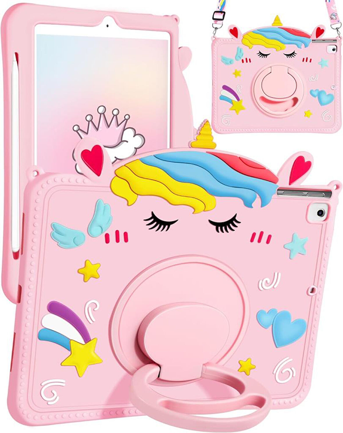 Apple iPad Air 11inç M2/M3 2025-2024 Kılıf Cute Dolls Standlı Eğlenceli 3D Karekterli Çocuk Kılıfı