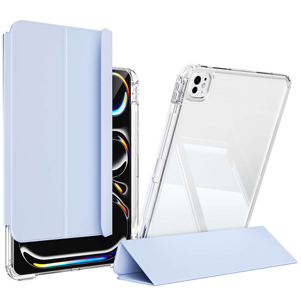 Apple iPad Pro 13inç M4 2024 Kılıf Kalem Bölmeli Akrilik Şeffaf Ayrılabilir Case A2925 A2926 A3007