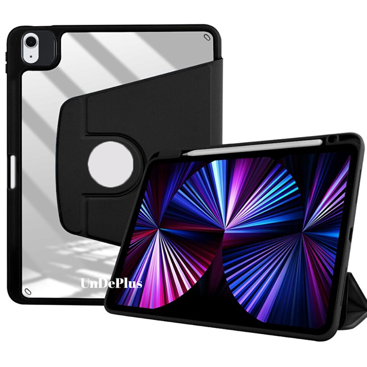 Apple iPad Air 11inç M2/M3 2025-2024 Kılıf Termik Kalem Bölmeli Dönebilen Standlı Kılıf
