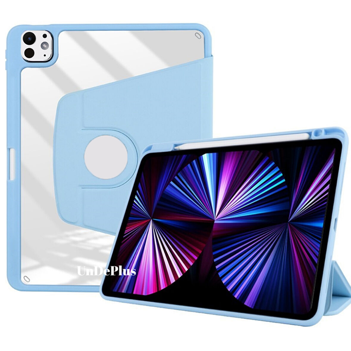 Apple iPad Pro 12.9 3./4./5./6. Nesil Kılıf Termik Kalem Bölmeli Dönebilen Standlı Kılıf 2018-2022